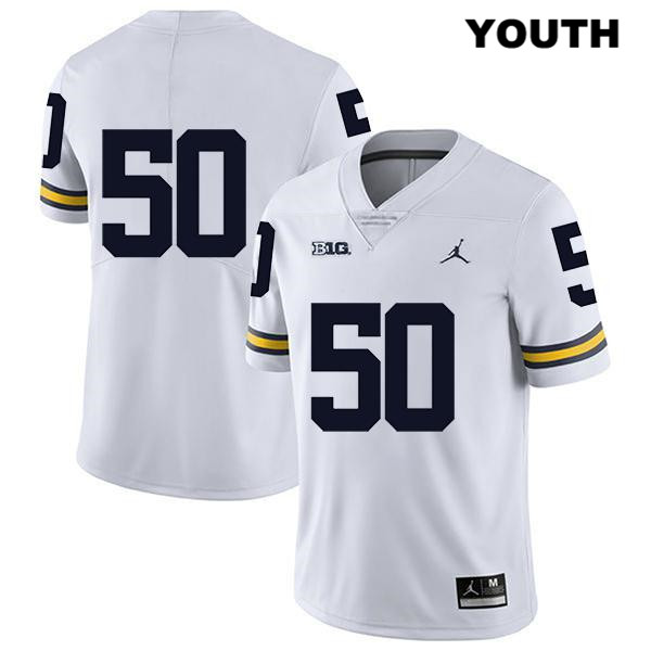 Youth NCAA Michigan Wolverines Michael Onwenu #50 No Name White Jordan Brand Authentic Stitched Legend Football College Jersey GC25B83NP